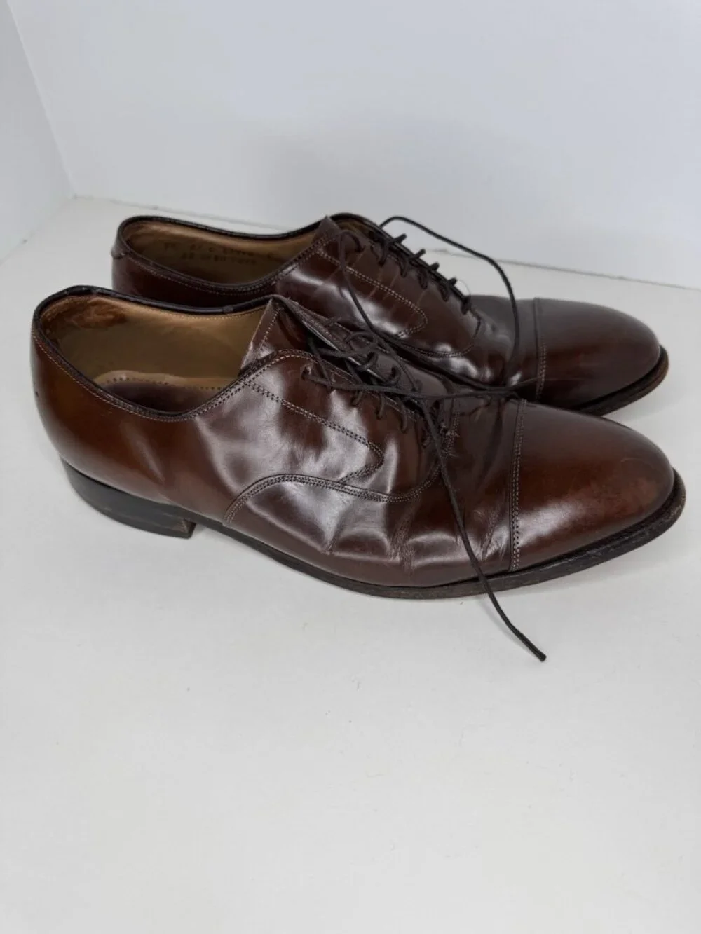 Johnston & Murphy 9.5 Cap Toe Brown Leather Oxford Shoes Academia